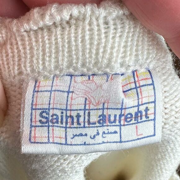 Vintage Saint Laurent Floral Sweater Acrylic Size Large - Picture 5 of 6